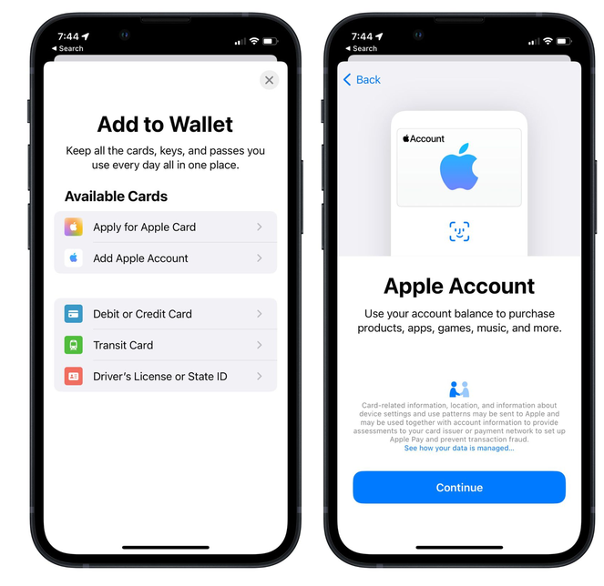 黎城苹果手机维修分享iOS 15.5钱包App如何添加 Apple 账户 